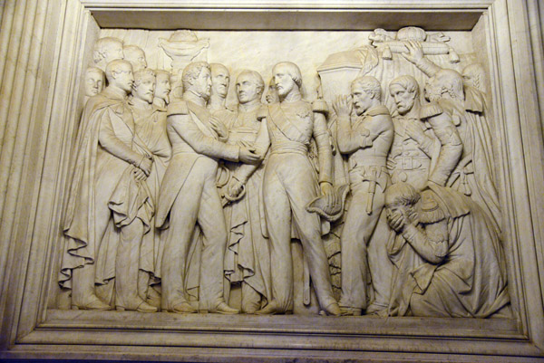 Return of the Ashes: Prince Joinville handing over Napoleon's coffin to King Louis-Philippe, sculpted 1851 by François Jouffroy