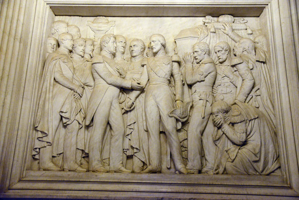 Return of the Ashes: Prince Joinville handing over Napoleon's coffin to King Louis-Philippe, sculpted 1851 by Franois Jouffroy