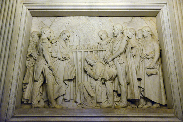 The Prince of Joinville attending the exhumation of the emperor's body at Saint Helena, , sculpted 1851 by François Jouffroy