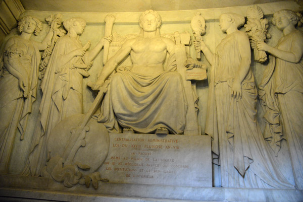 10 bas-relief panels of the Public Works of Napoleon surround the tomb: Central Administration