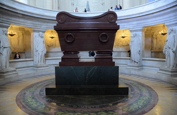 Napoleon's remains are entombed within 6 coffins inside the stone sarcophagus (I guess he won't be getting out again)