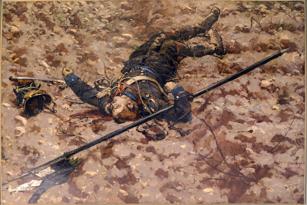 Dead Flag Bearer (Uhlan) of the 16th Regiment (Altmark) of Von Bredow Brigade-Battle of Rezanville, 1870