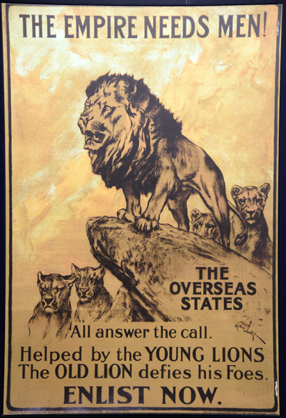 UK - The Empire Needs Men! Helped by the Young Lions the Old Lion defies his Foes, 1915