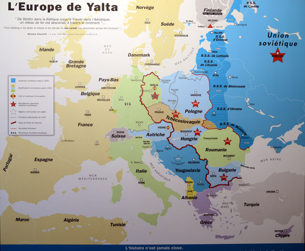 Map of postwar Europe after the Yalta Agreement