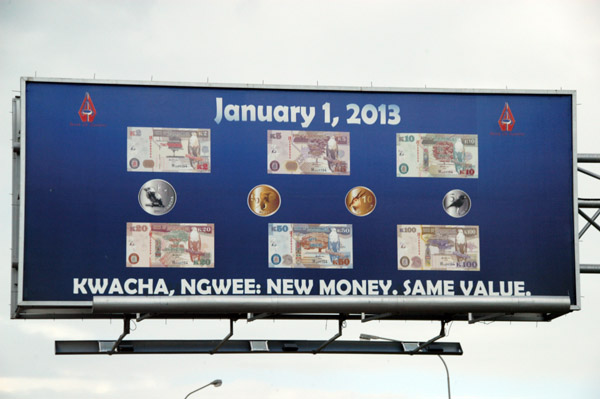 Introduction of new Zambian currency - January 1, 2013