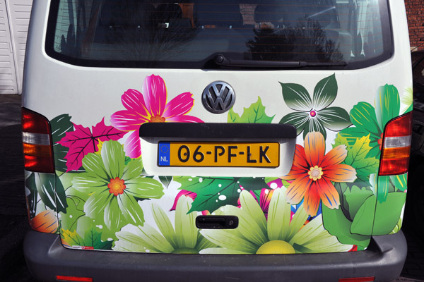 VW van painted with flowers, Lisse, Netherlands