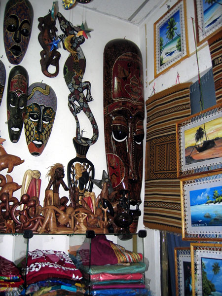 Most of the souvenirs are Indonesian, Indian, or Sri Lankan imports
