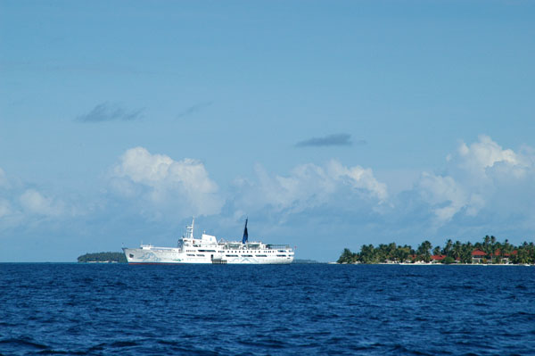 The Island Explorer docked at Kurumba, Maldives