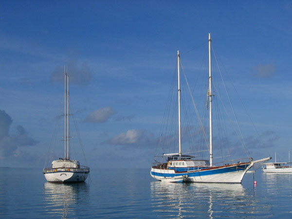 Boats moored off Meeru