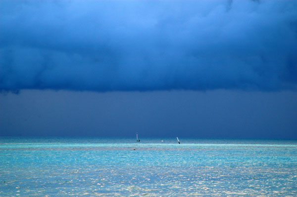 Tropical rain storm in the Maldives