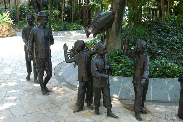 Chinese processions sculpture, park off Boon Tat St, Chinatown