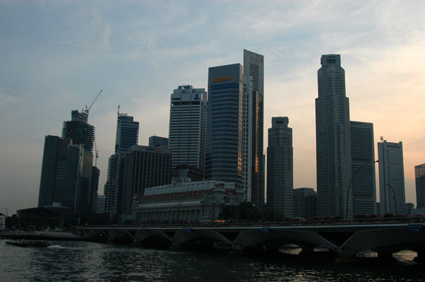 Singapore Central Business District at dusk from the Esplanade
