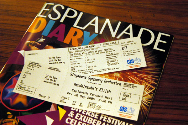 Esplanade Diary and tickets