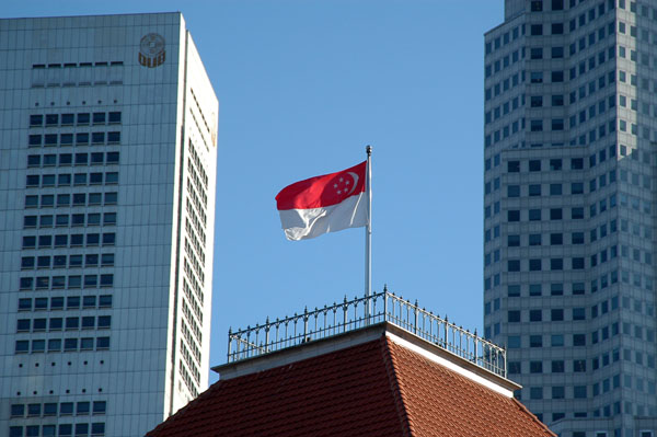 Singapore's flag flying over Parliament