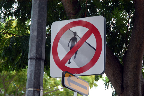 No Jaywalking sign, Singapore