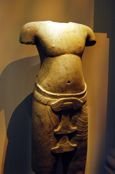 Sandstone torso, Baphoun style, 11th C Cambodia
