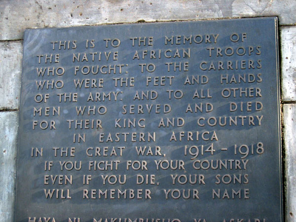 Native African Troop Memorial 1914-1918, Kenyatta Avenue