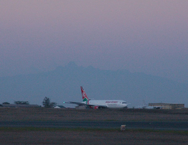 Rare view of Mount Kenya from Nairobi Airport
