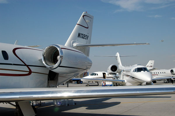 More business jets including a Cessna 680 Citation Soverign N132SV