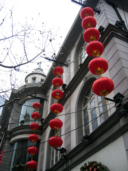 Da Vinci's on Huaihai Road decorated for Chinese New Year