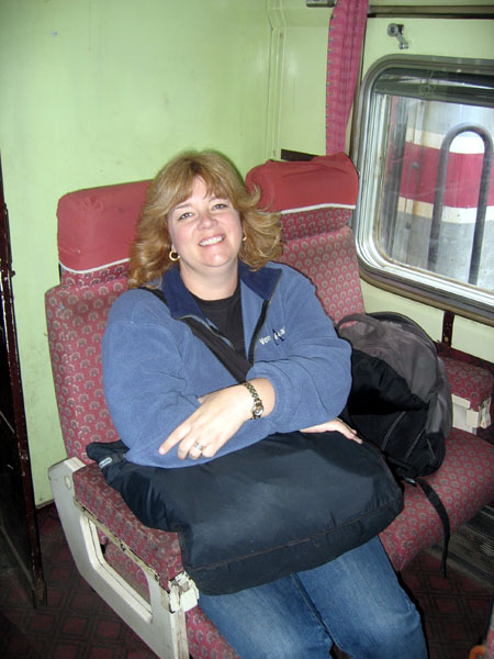 Debbie in 2nd Class on the Turbotrain to Cairo