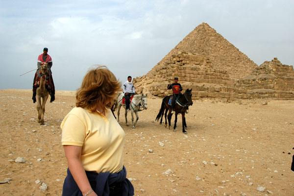 Debbie being stalked by camels and horses