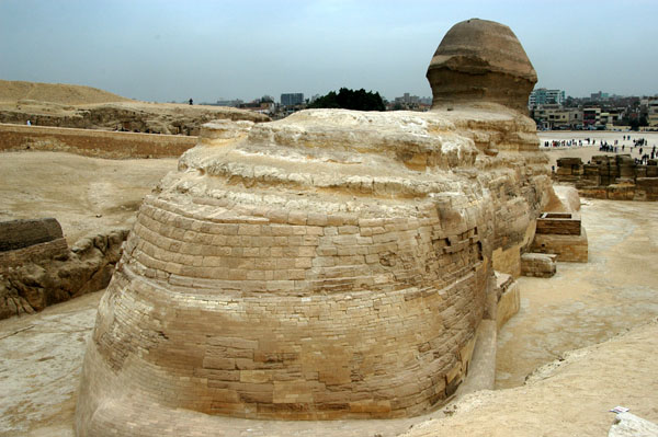 The Sphinx has a full lion body