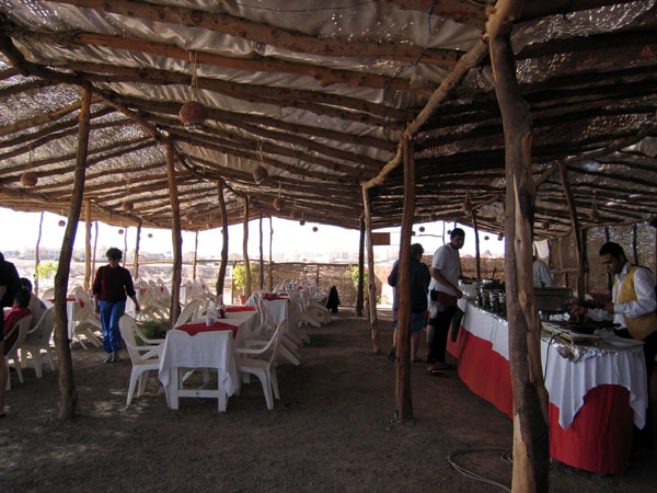 The dining tent, Shagra Village. Construction is underway for a more permanent facility