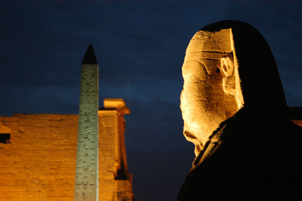 Sphinx profile and the Obelisk of Luxor Temple