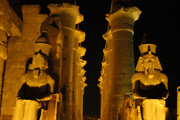 Colonnade of Amenhotep II with two colossi of Ramses II