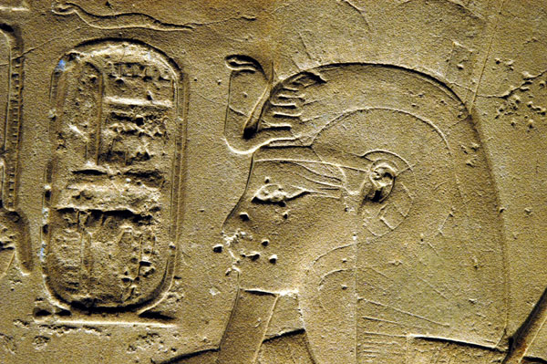 Tutankhamun with his cartouche damaged