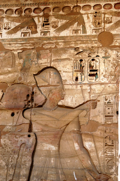 Ramses III protected by Nekhbet, the vulture goddess