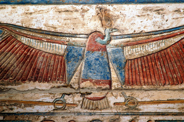 Nekhbet, the vulture goddess, above all gateways offering protection
