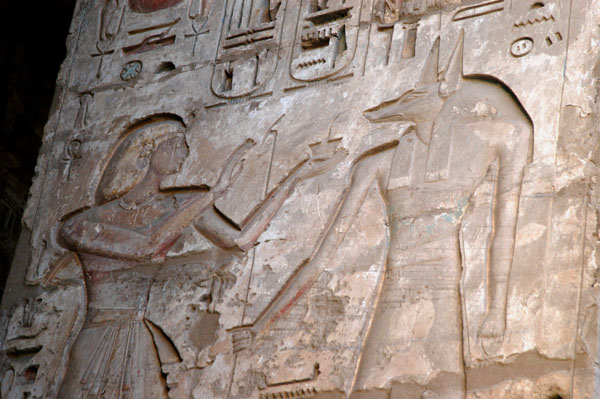 Ramses III making an offering to Anubis