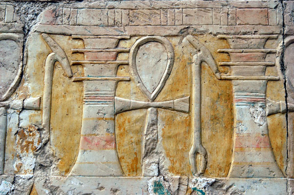Ankh, the Key of Life, and Was, the Sceptre, symbols of divinity