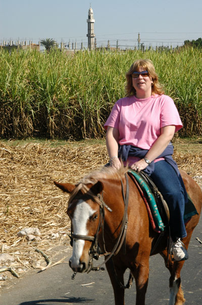 Debbie on her lazy horse