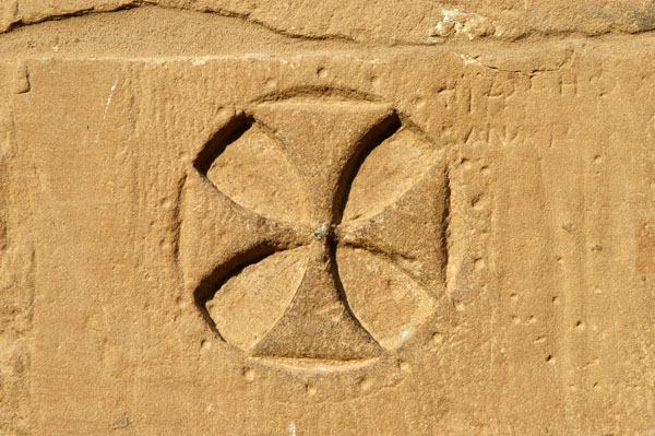 Coptic cross inscribed on the Temple of Philae during its conversion to a church