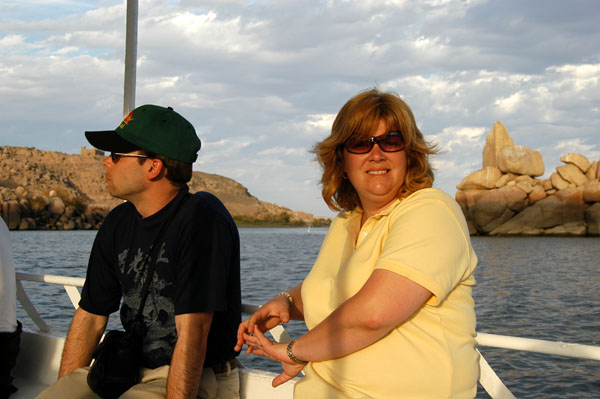 Debbie and Roy on the boat back to shore