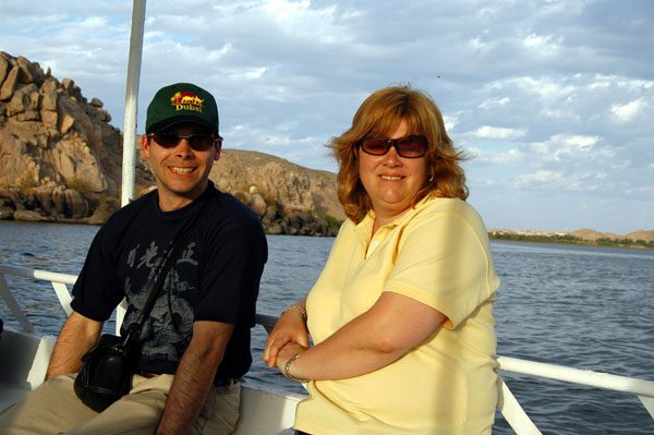 Debbie and Roy on the boat back to shore