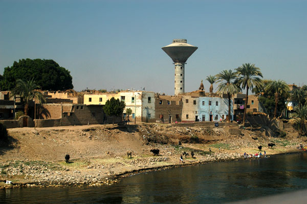 Village with a modern watertower