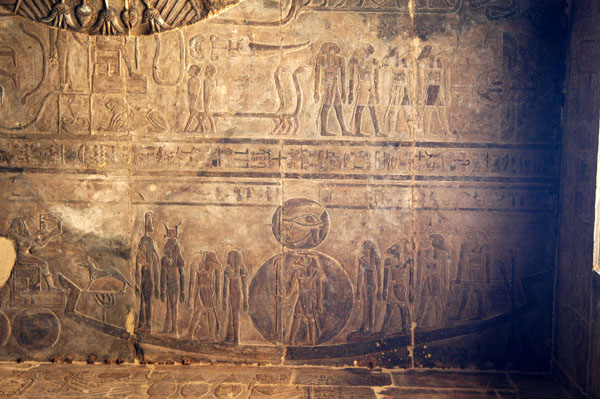 Khnum and the other gods riding Ra's solar barque