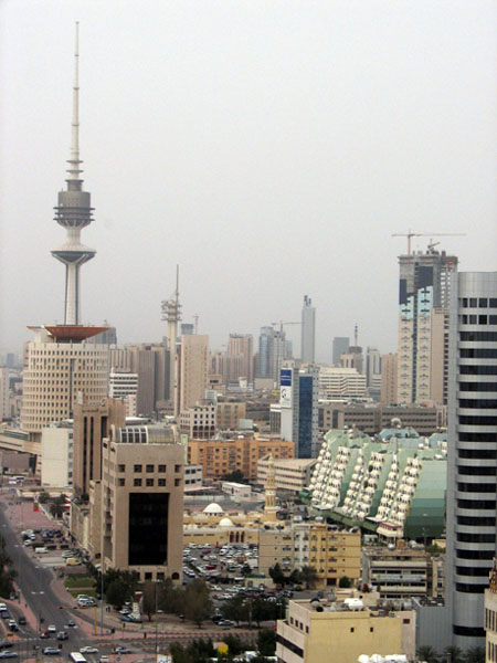 Liberation Tower and central Kuwati City from Arraya Centre's Courtyard by Marriott Hotel