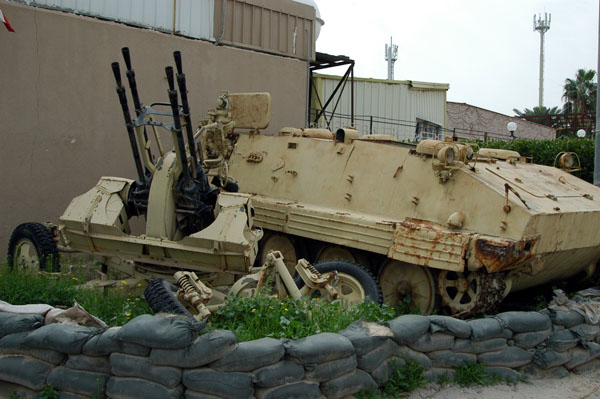 Iraqi anti-aircraft guns and armored vehicle