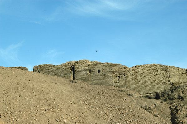 Remains of the mud brick walls surrounding the Temple of Edfu,