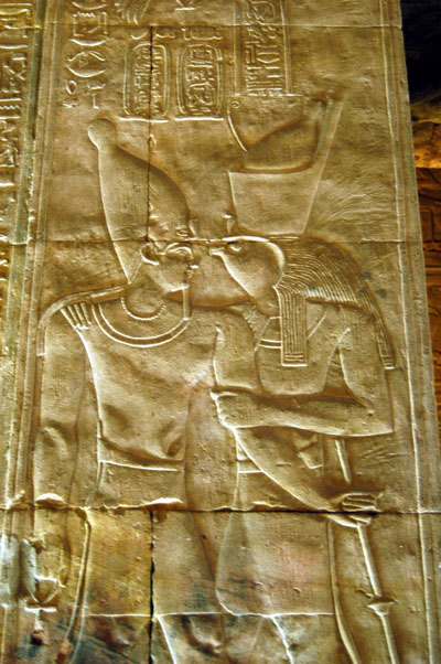 Horus embracing Pharoah