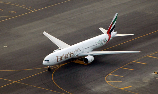 Emirates Boeing 777 taxiing at Dubai International Airport