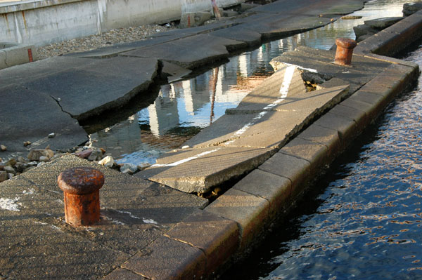 Preserved sea wall damaged by the Great Hanshin-Awaji Earthquake, Jan 17, 1995, Kobe