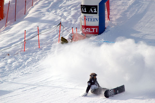 Raffaella Brutto (ITA) wipeout at the finish line