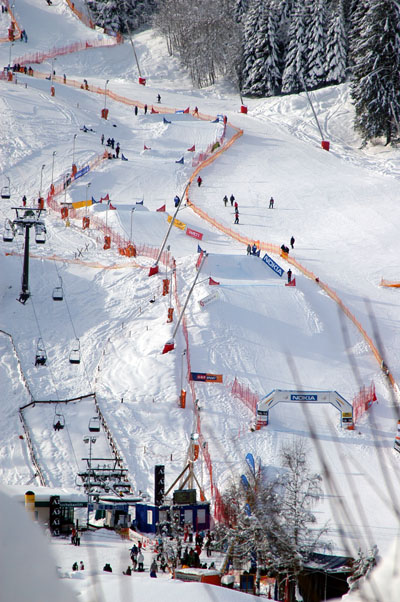 Ski slope set up for the Snowboard World Cup