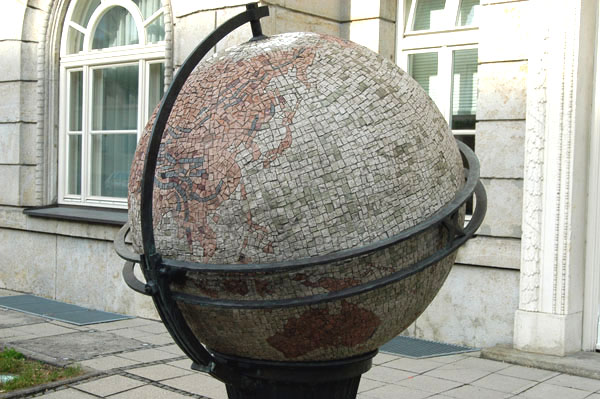 Mosaic globe outside #26 Brienner Straße
